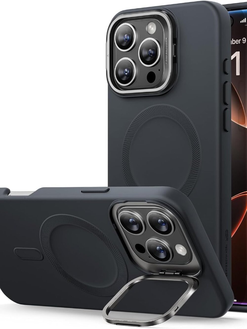ESR for iPhone 16 Pro Max Case Silicone Case with Stand, Black